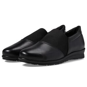 David Tate Womens Dynasty Shoes US 8 WW Black Leather Slip On NIB